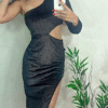 Vestido Bela Mídi Fenda Lateral