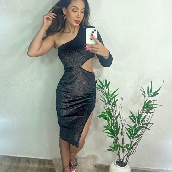 Vestido Bela Mídi Fenda Lateral